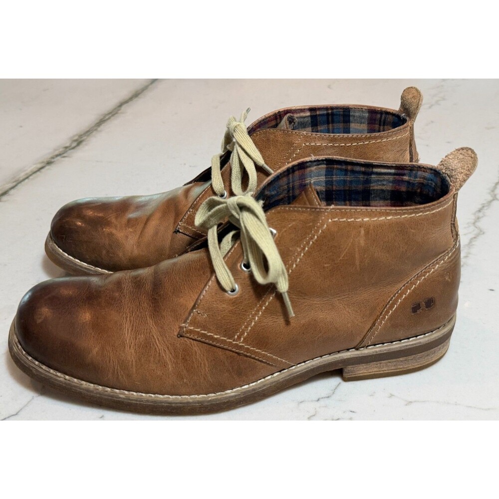 Bed | Stu Draco Chukka Ankle Boots Men's SZ 8.5 Tan Brown Distressed Leather